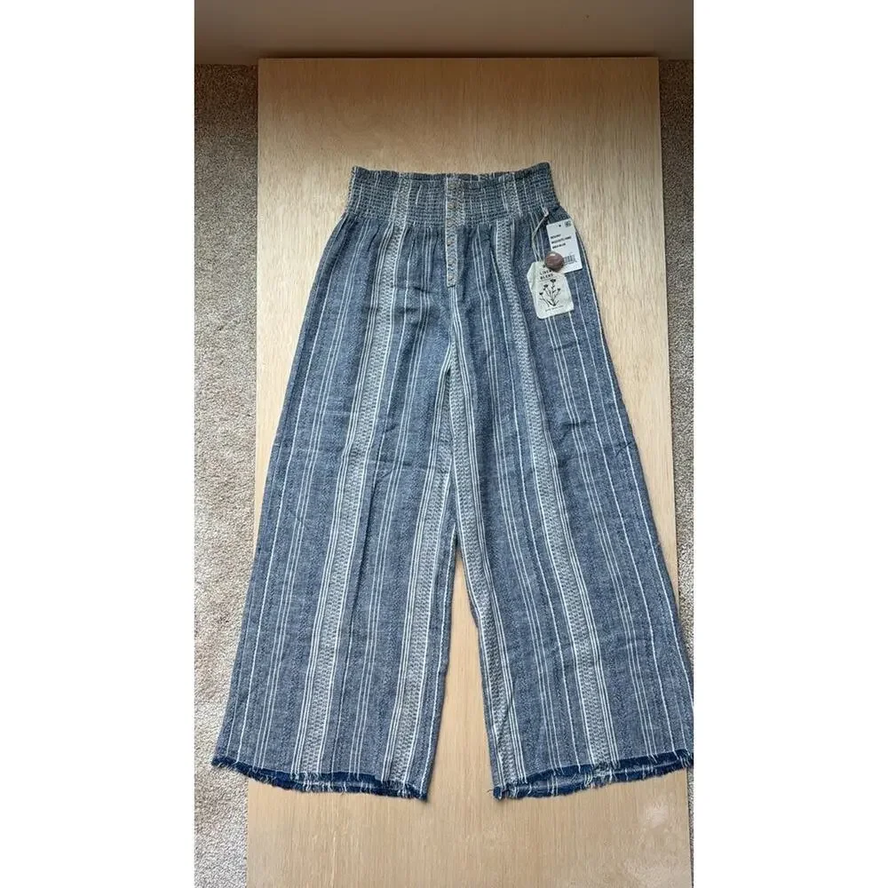 Indigo Rein Resort Linen Blend Striped Pants - Picture 1 of 6